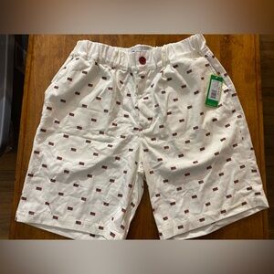 Tipsy Elves Star Spangled Tanner Shorts.X-Large, cream colored w/ American flag